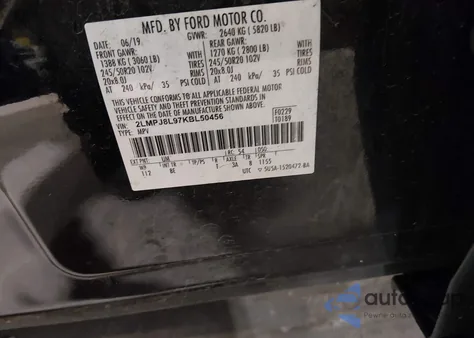 2019 Lincoln Nautilus Reserve from USA, damaged, VIN 2LMPJ8L97KBL50456